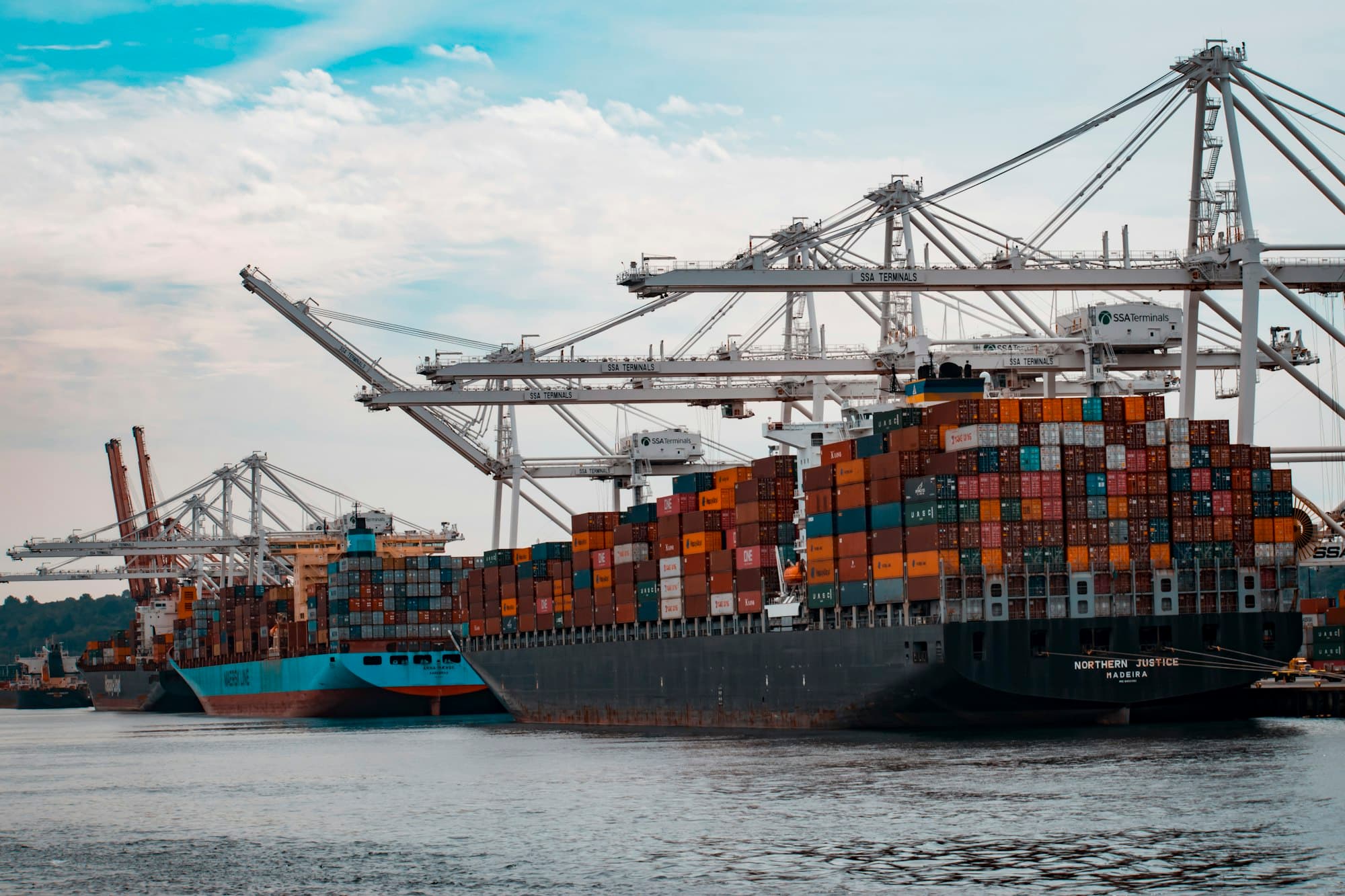 Stacked shipping containers at a terminal